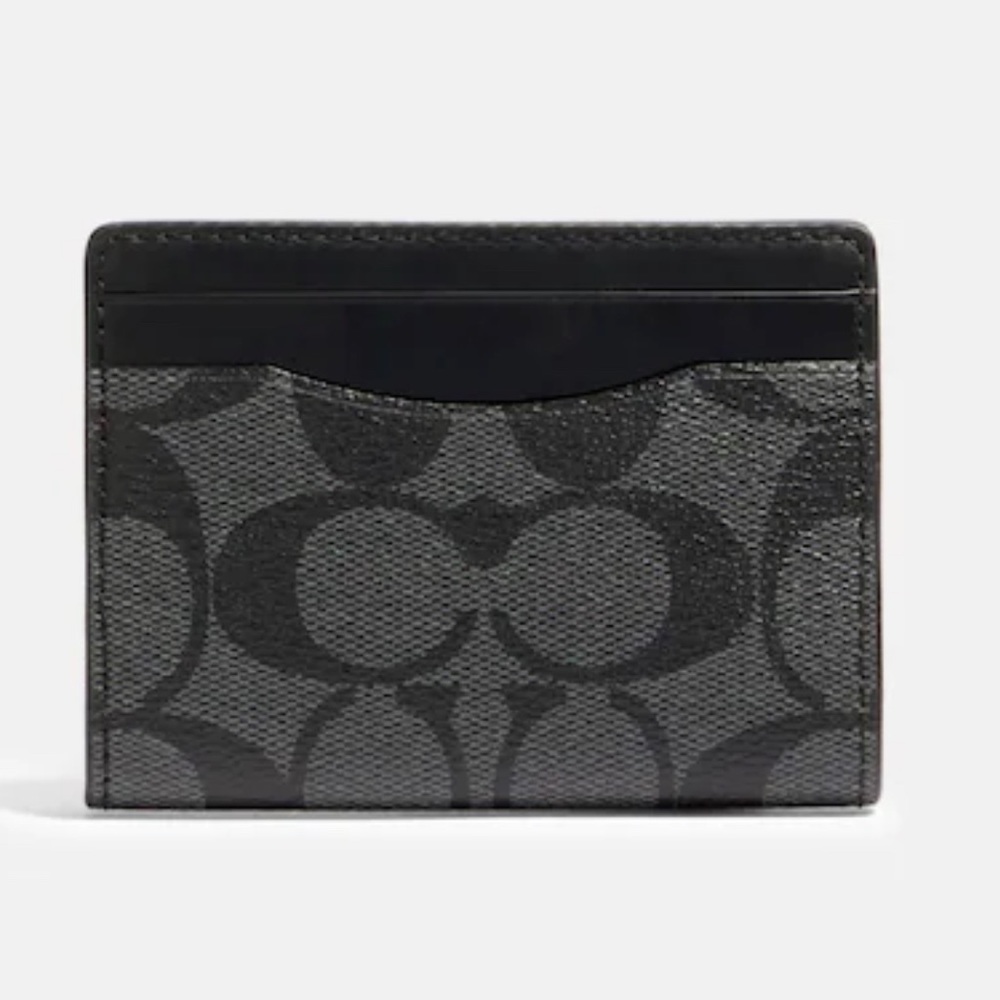 Magnetic Card Case In Signature Canvas wallet, Gunmetal/Charcoal black color